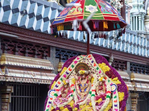 Aadi Vel festival has ended with the cart carrying the statues around the city.