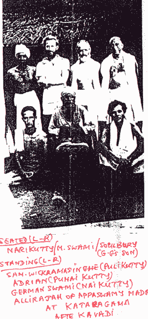 1956 photo taken at Kataragama of the 'Kutti Kuttam' around German Swami