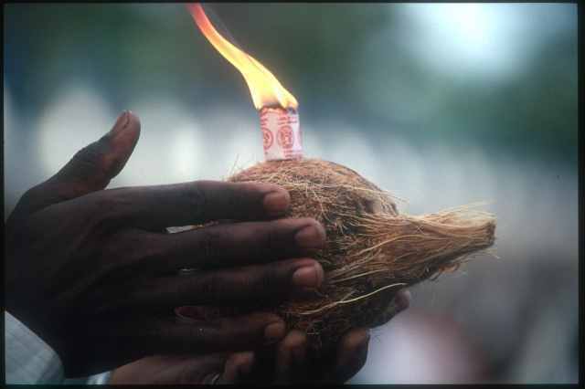 Coconut and camphor offering
