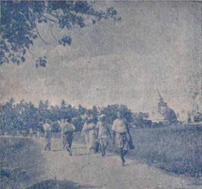 Foot pilgrims en route from Tissamaharama to Kataragama, mid-1940s