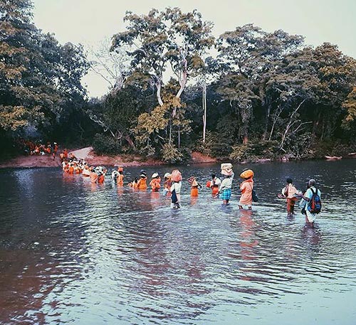 Pada Yatra pilgrims enter Yala National Forest