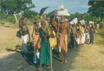 Ardent devotees from the North and East walk barefoot for weeks to reach Kataragama during the annual Esala festival